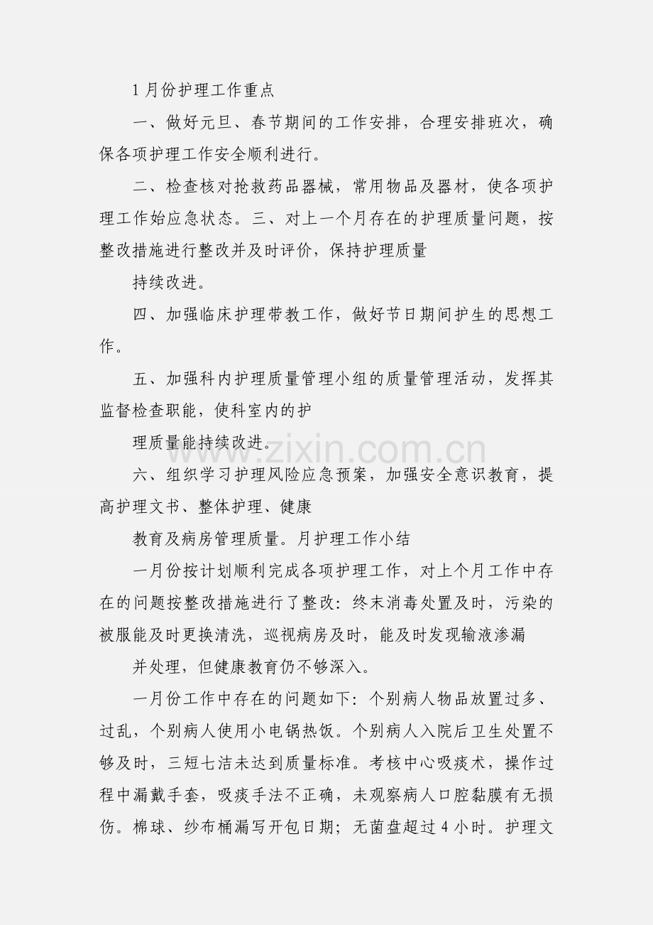 一月护理工作安排、小结.docx_第2页