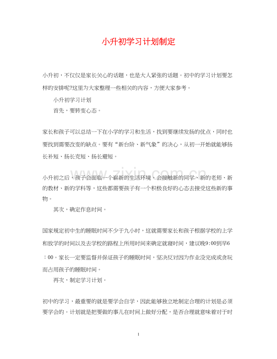 小升初学习计划制定.docx_第1页