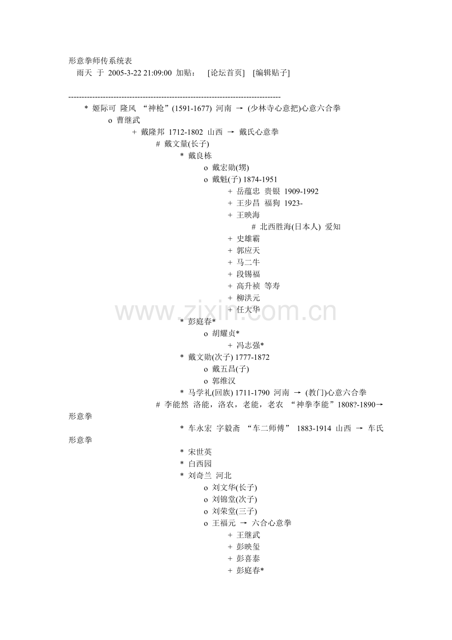 [大成拳] 形意拳师传系统表.doc_第1页