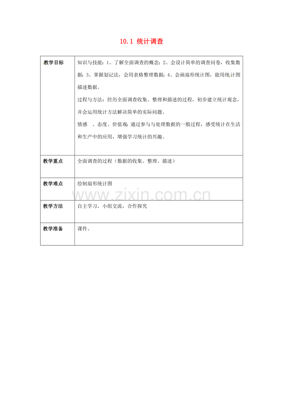 七年级数学下册 10.1 统计调查（1）教案 （新版）新人教版-（新版）新人教版初中七年级下册数学教案.doc_第1页