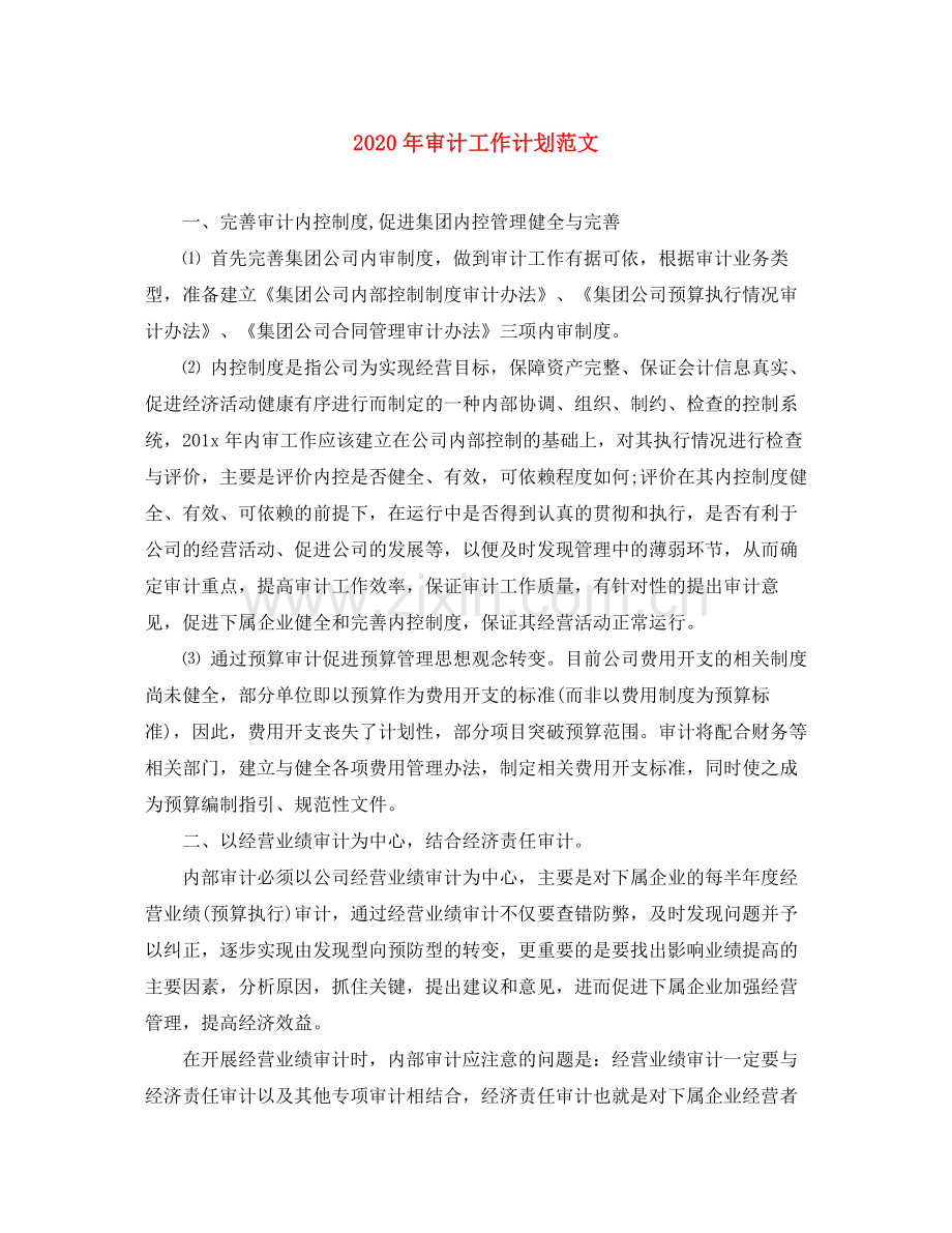 2020年审计工作计划范文.docx_第1页
