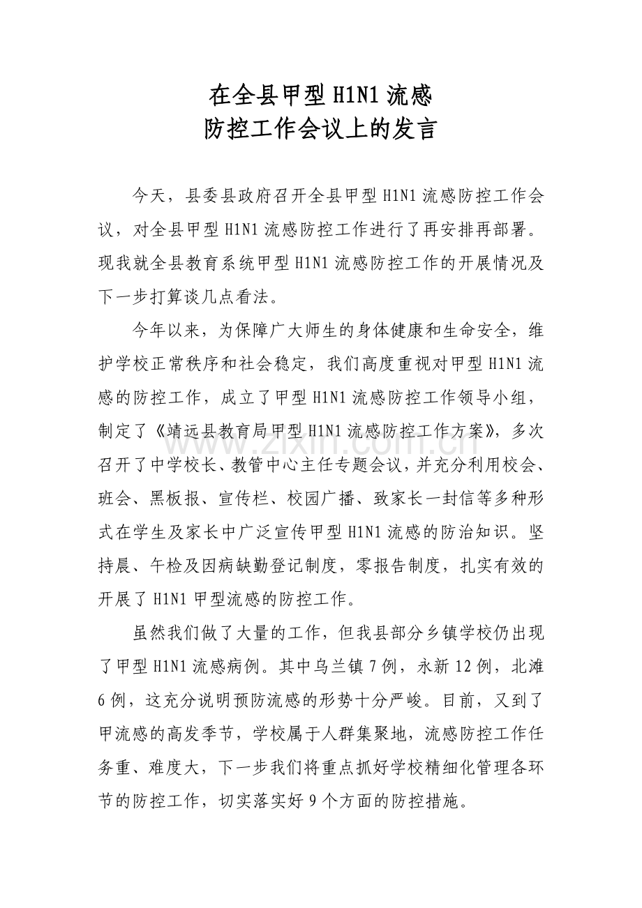 甲流感发言.doc_第1页