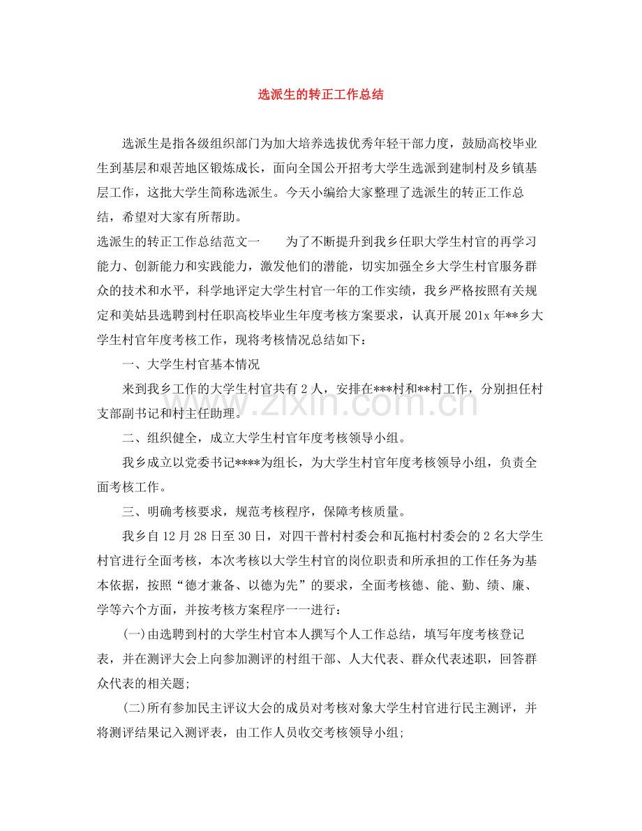 选派生的转正工作总结.docx_第1页