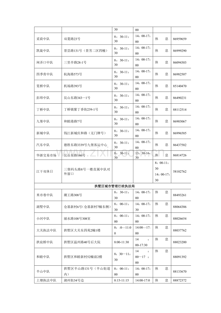 杭州市城管执法系统违法停车处理点一览表.doc_第2页