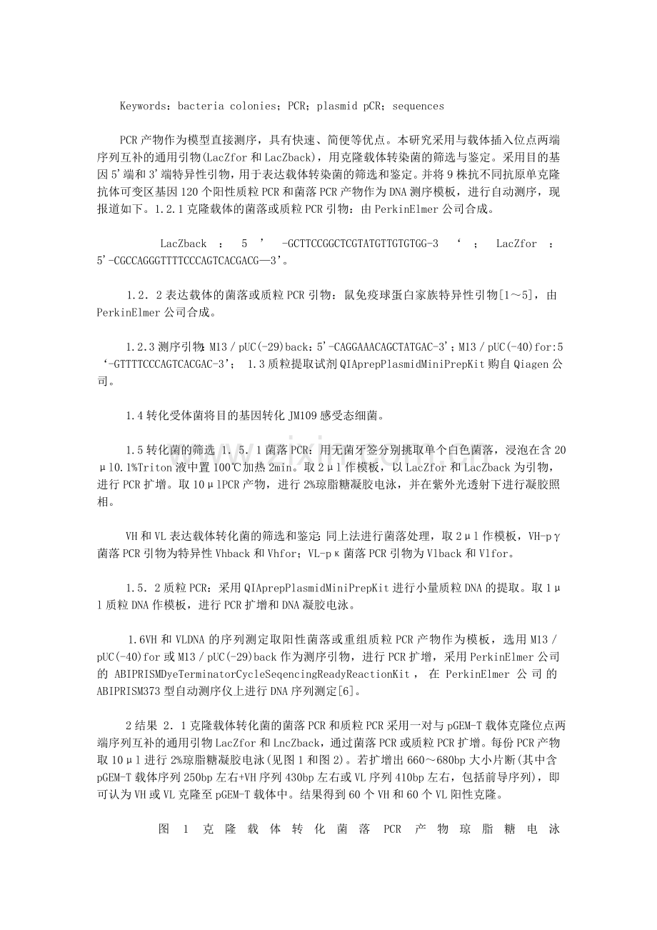 菌落PCR及质粒PCR对转化菌筛选.doc_第2页