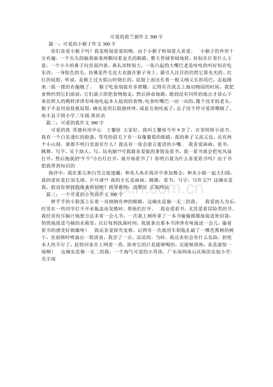 可爱的荷兰猪作文300字.doc_第1页