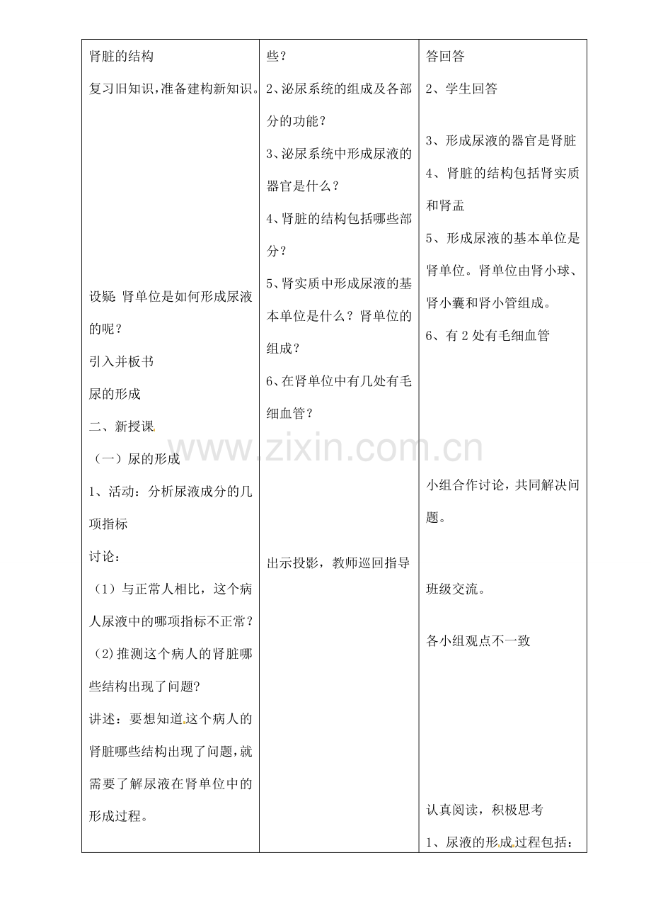 七年级生物下册 11.2 尿的形成和排出教案 北师大版.doc_第2页