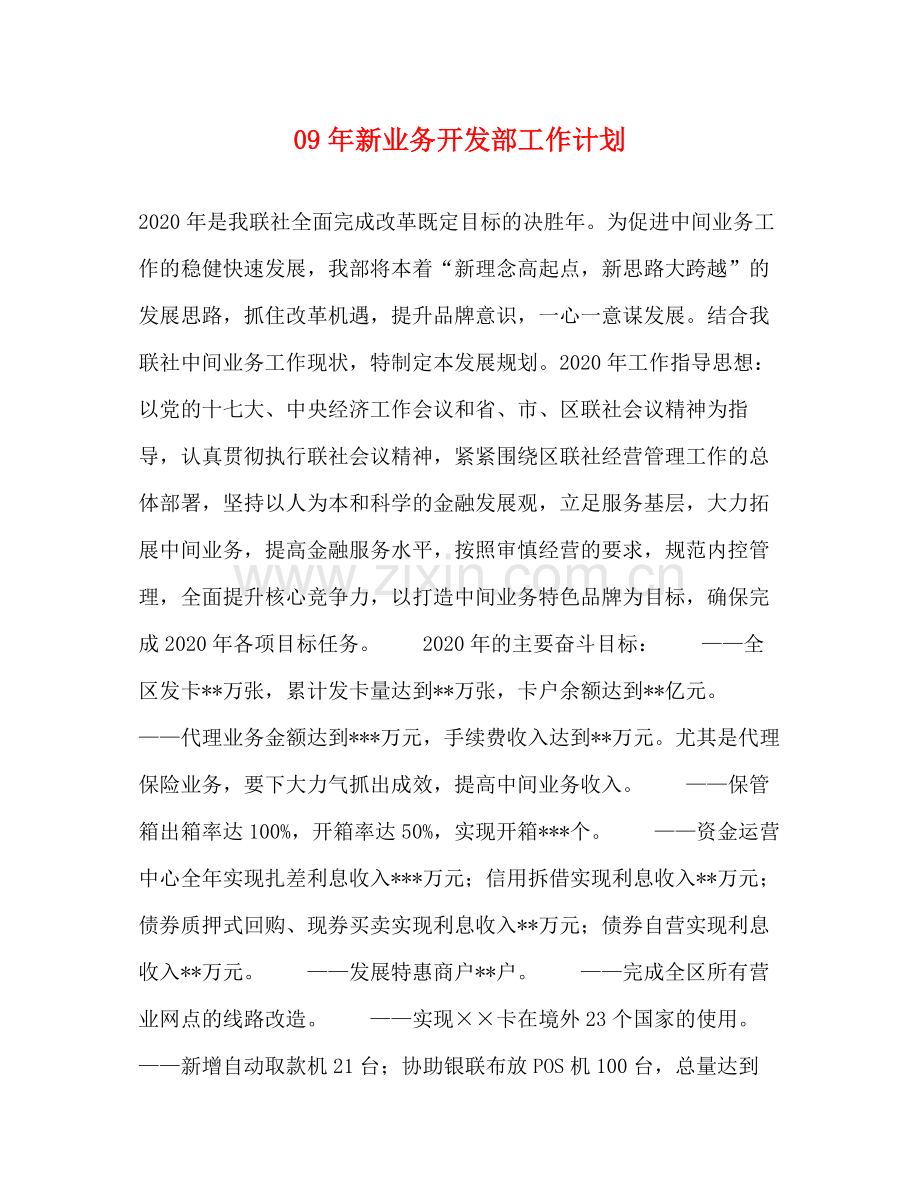 2020年新业务开发部工作计划.docx_第1页