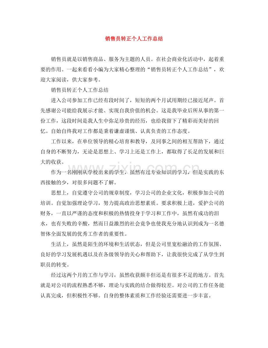 销售员转正个人工作总结.docx_第1页
