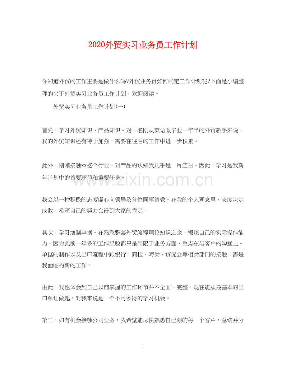 外贸实习业务员工作计划.docx_第1页