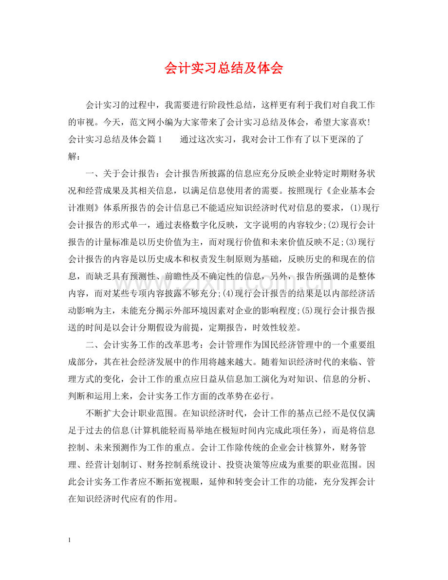 会计实习总结及体会.docx_第1页