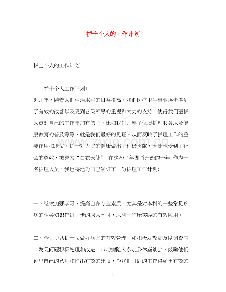 护士个人的工作计划2).docx_第1页