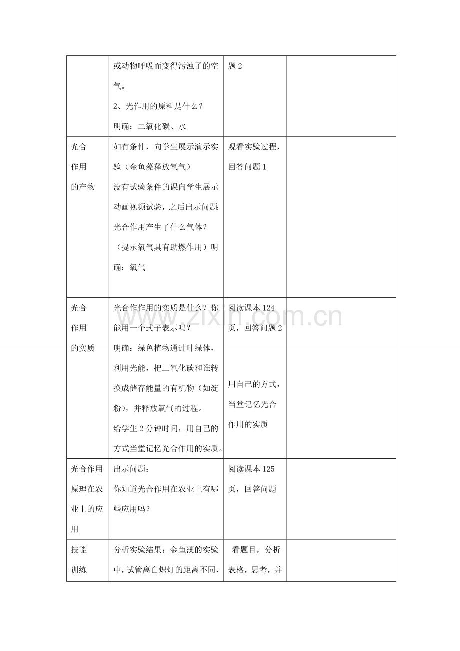 七年级生物上册 第三单元 第五章 第一节 光合作用吸收二氧化碳释放氧气教案2 （新版）新人教版-（新版）新人教版初中七年级上册生物教案.doc_第2页