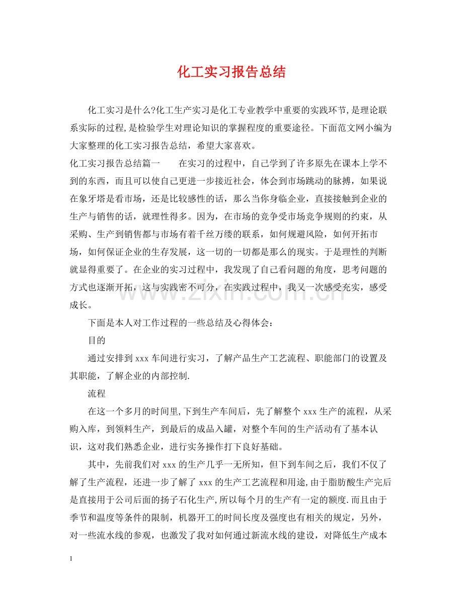 化工实习报告总结.docx_第1页