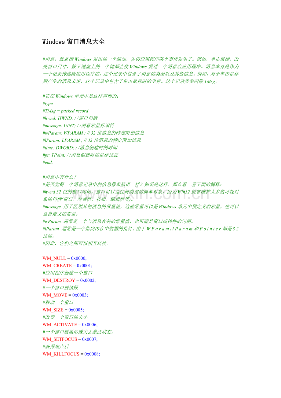 Windows窗口消息大全.doc_第1页