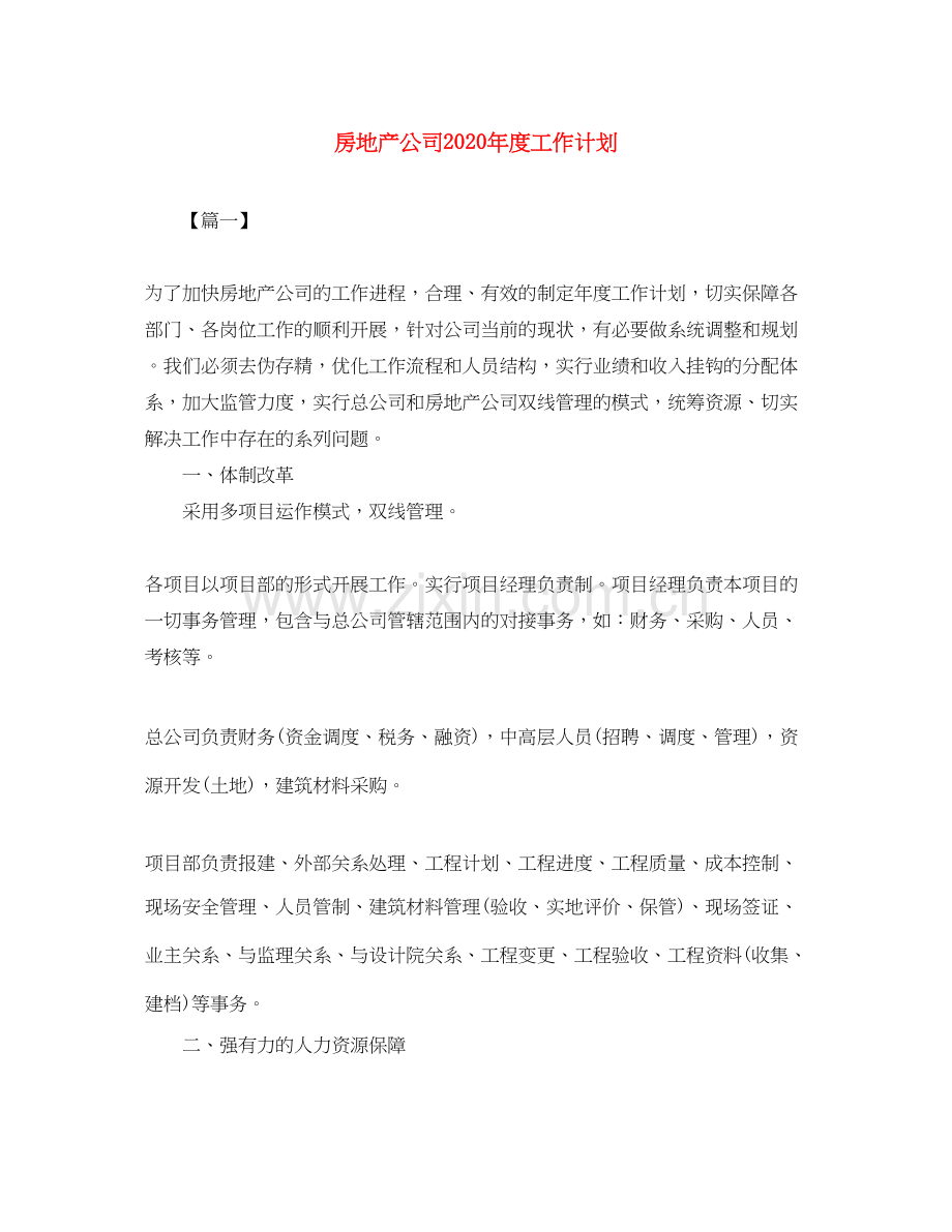 房地产公司年度工作计划.docx_第1页