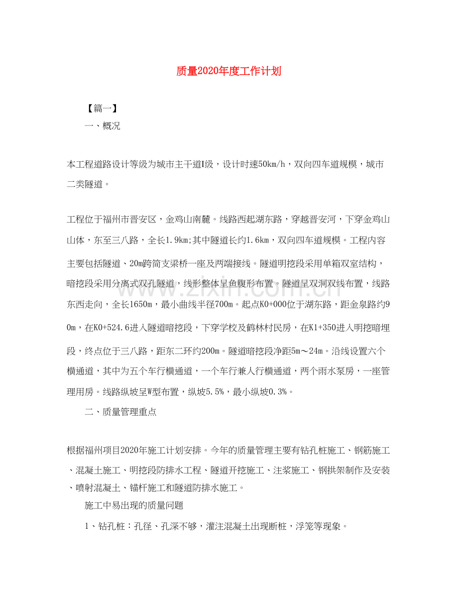 质量年度工作计划.docx_第1页