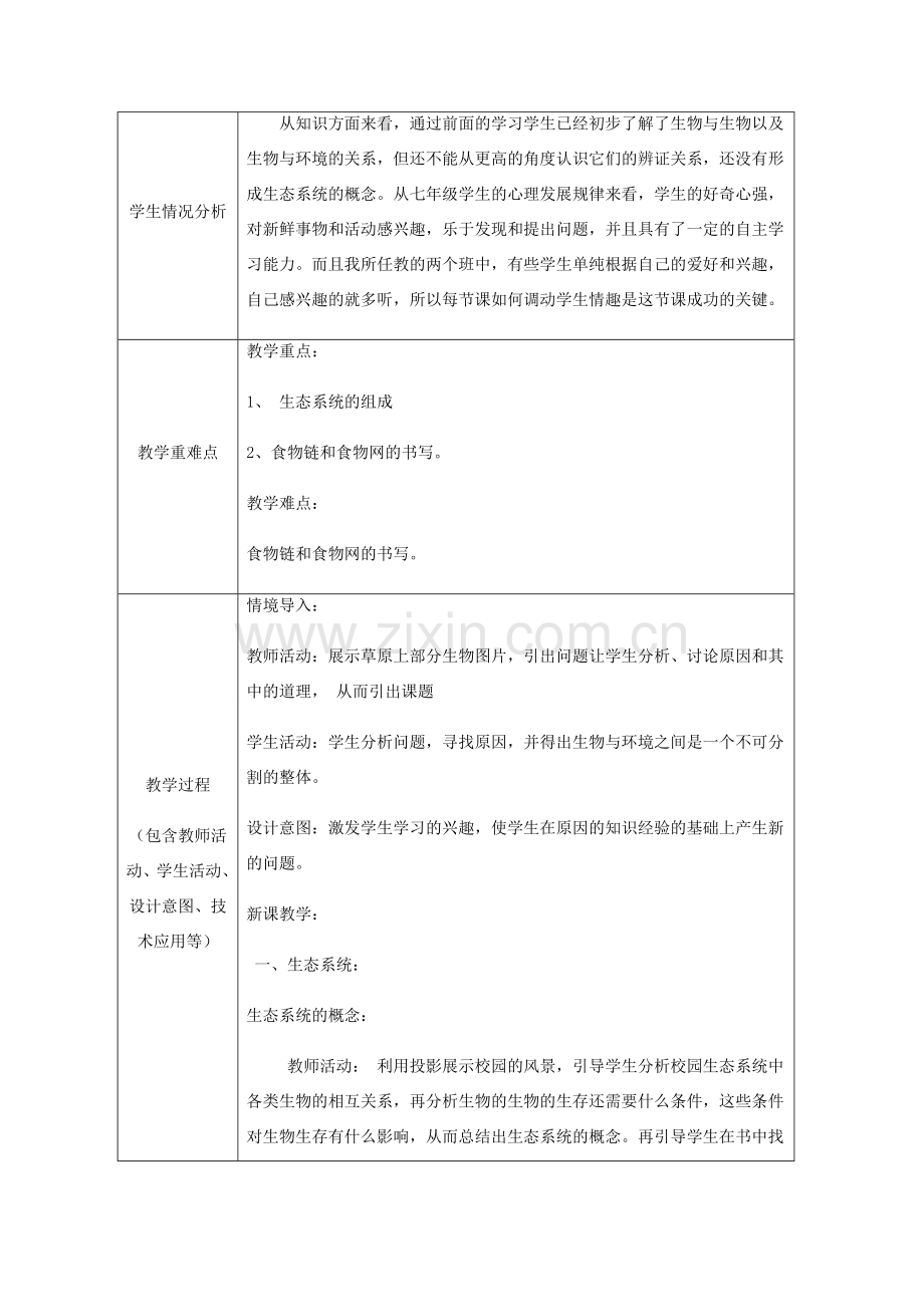 七年级生物上册 1.2.2 生物与环境组成生态系统教案 （新版）新人教版-（新版）新人教版初中七年级上册生物教案.doc_第2页