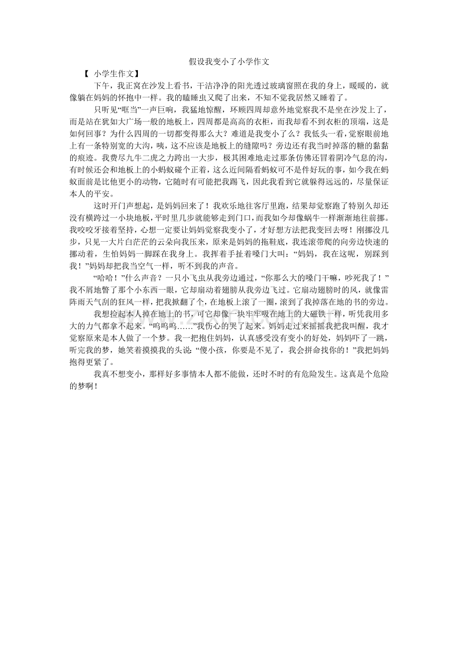 假如我变小了小学作文.doc_第1页