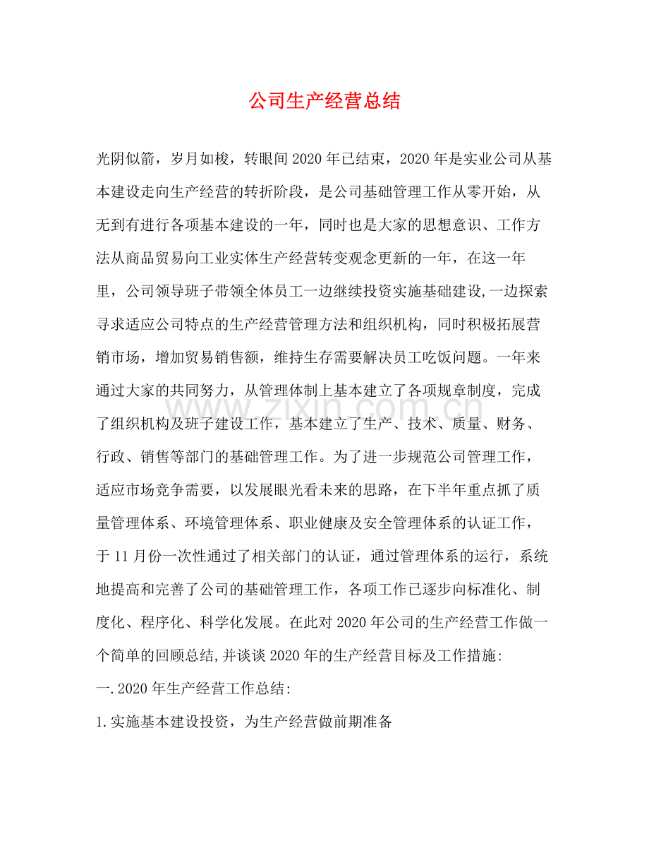 公司生产经营总结.docx_第1页