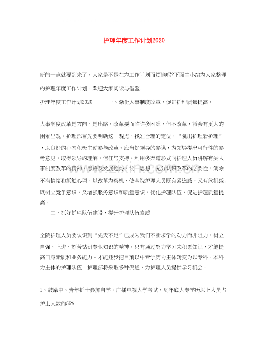 护理年度工作计划2.docx_第1页