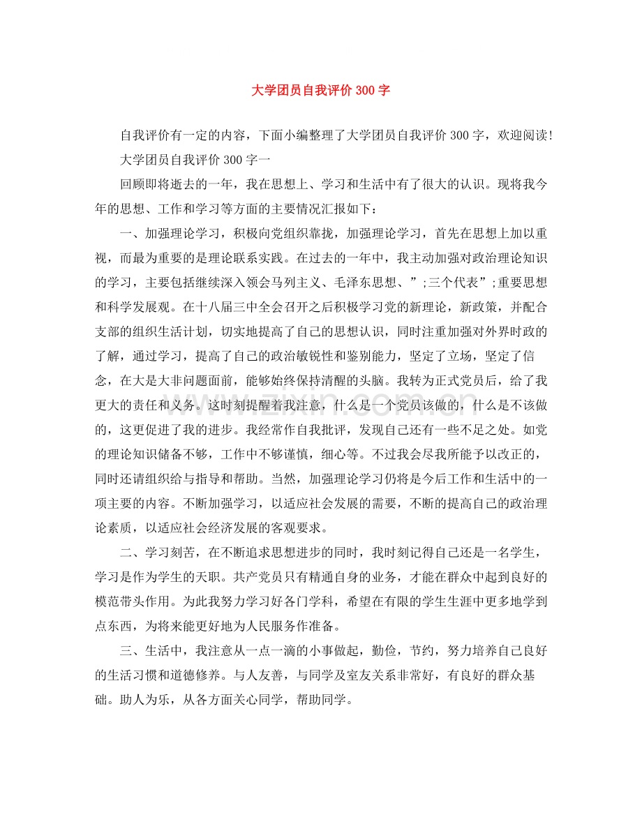 大学团员自我评价300字.docx_第1页