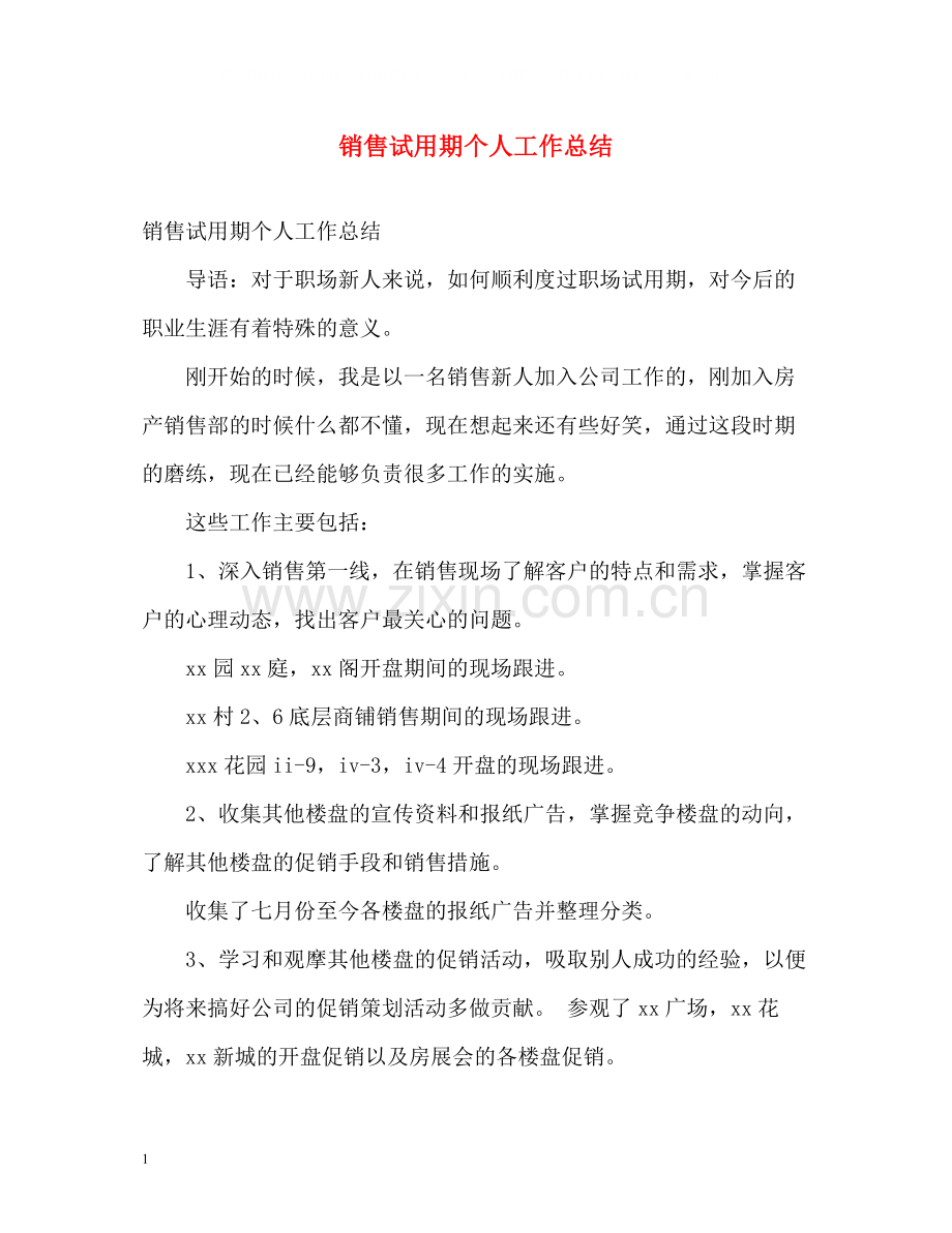 销售试用期个人工作总结2.docx_第1页