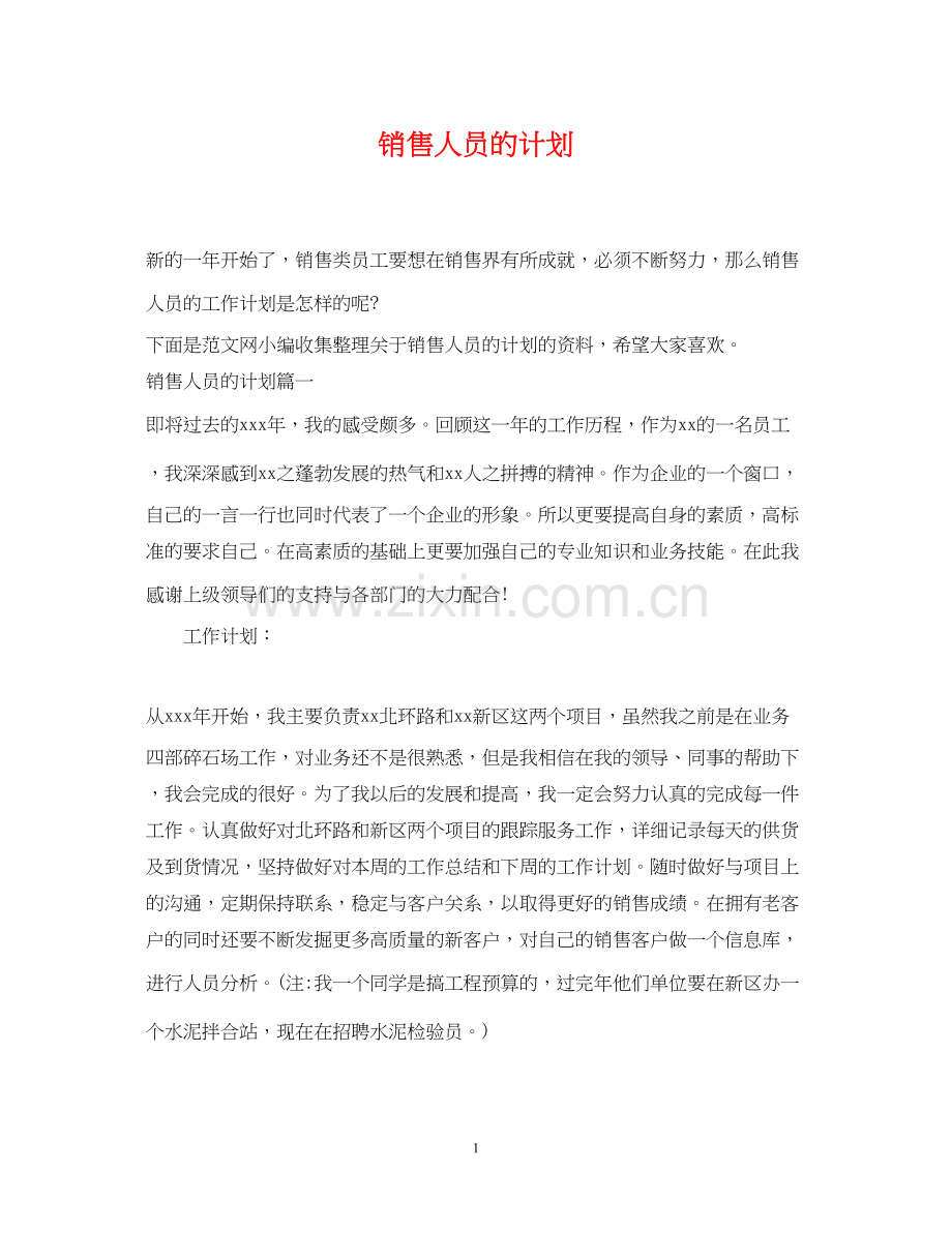 销售人员的计划.docx_第1页