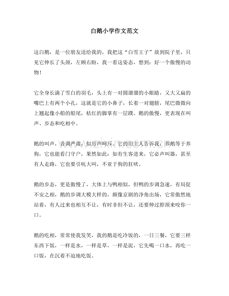 白鹅小学作文范文.doc_第1页