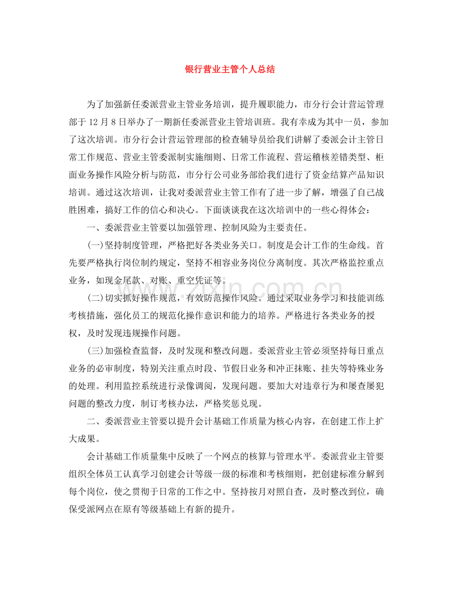 银行营业主管个人总结.docx_第1页