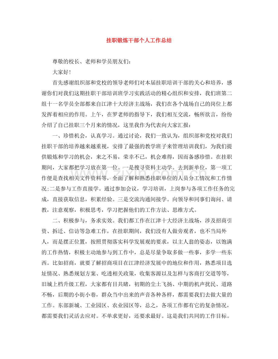 挂职锻炼干部个人工作总结.docx_第1页