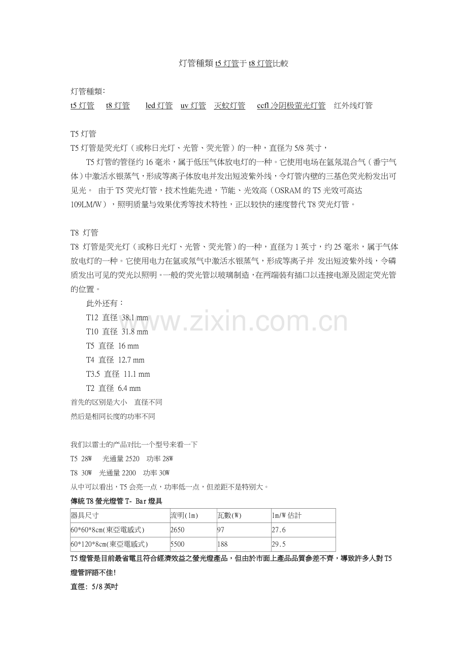 灯管种类T5T8比较.doc_第1页