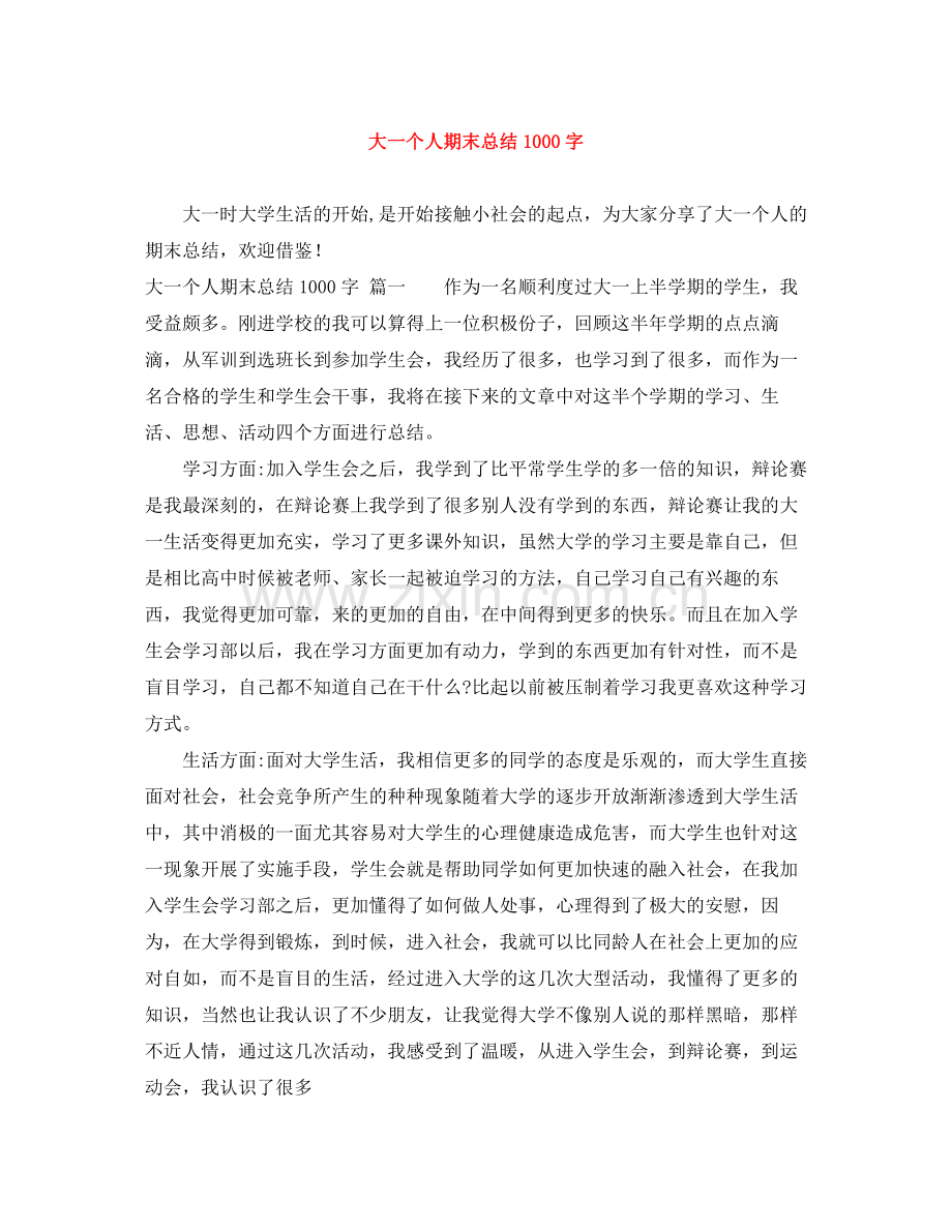 大一个人期末总结1000字.docx_第1页