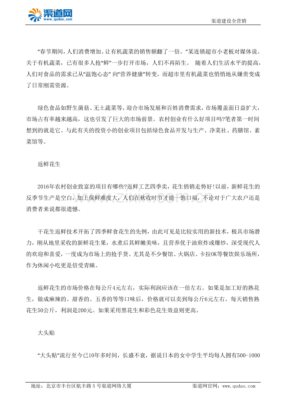 渠道网告诉您2016年在农村创业致富的项目有哪些.docx_第2页