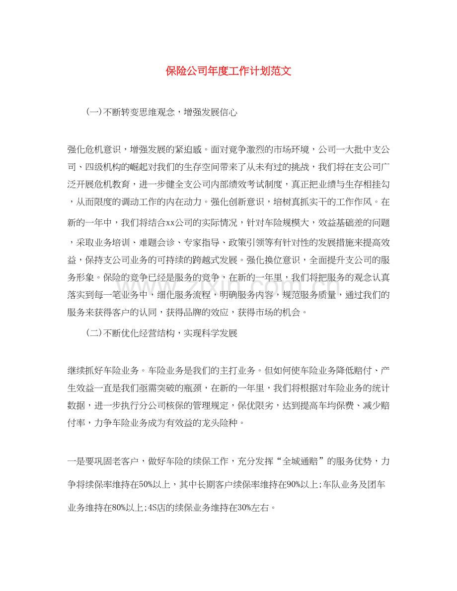 保险公司年度工作计划范文.docx_第1页