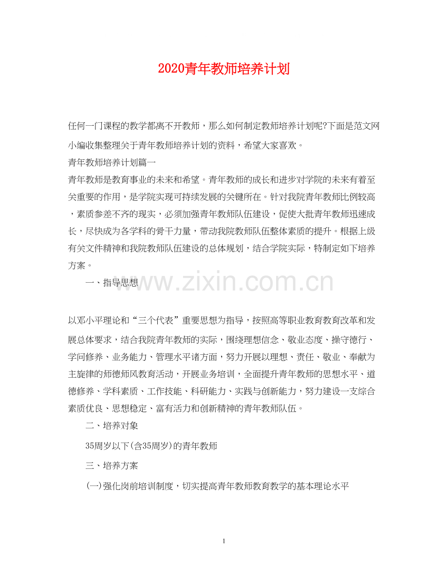 青年教师培养计划.docx_第1页