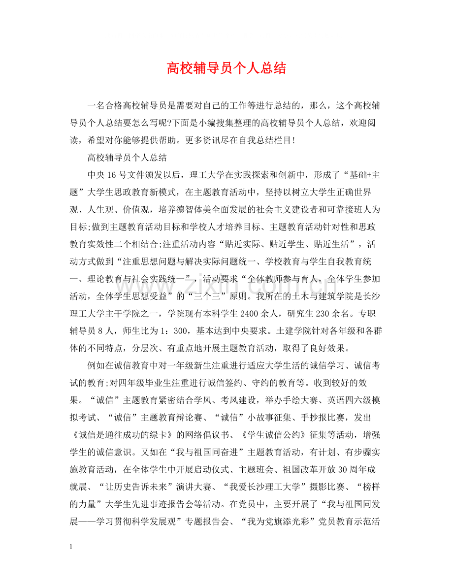 高校辅导员个人总结.docx_第1页