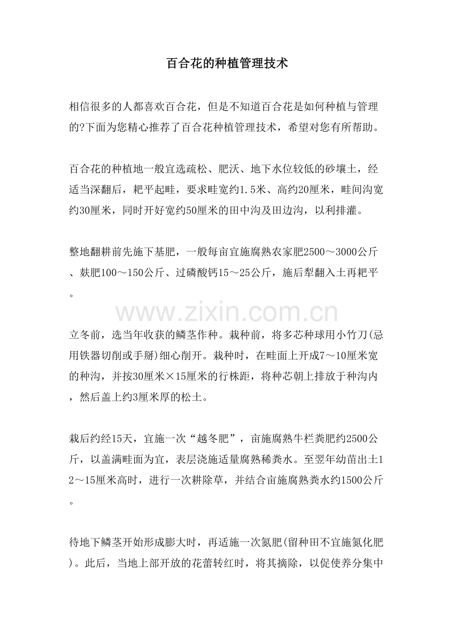 百合花的种植管理技术.doc_第1页