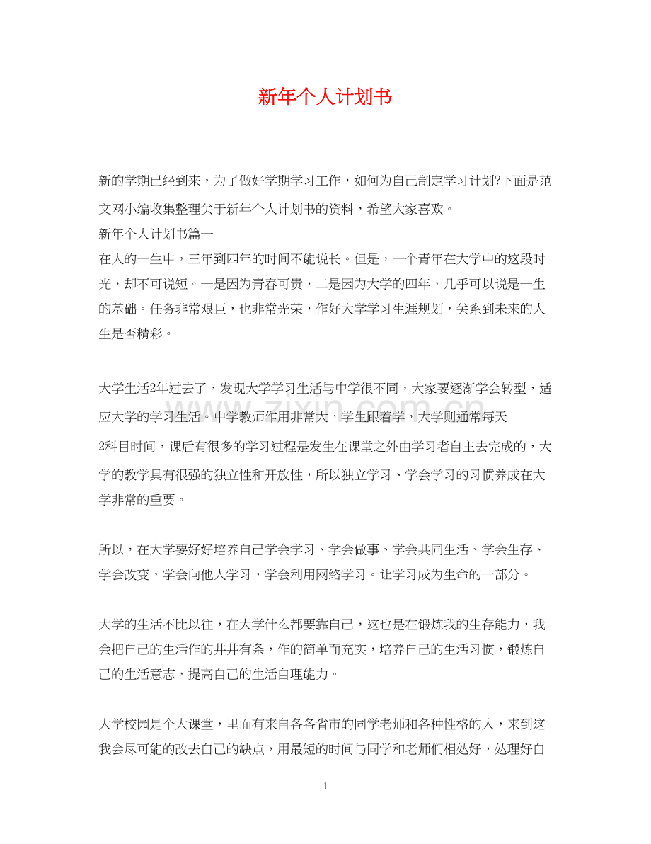 新年个人计划书.docx_第1页