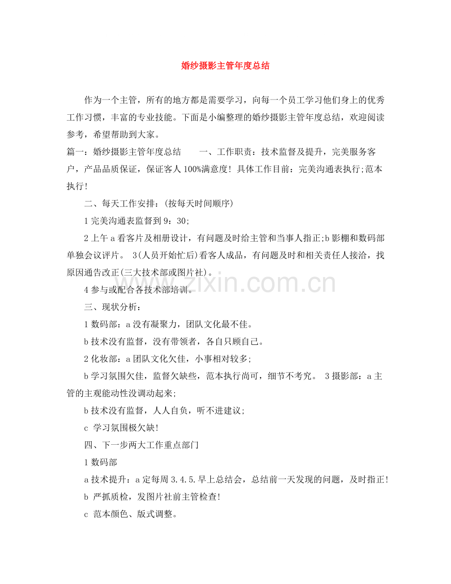 婚纱摄影主管年度总结.docx_第1页
