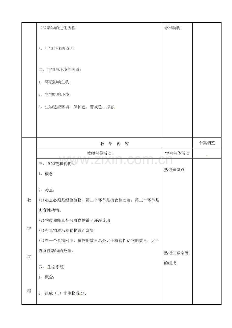 中考生物 专题十 生物的进化.生物与环境复习教案 苏科版-苏科版初中九年级全册生物教案.doc_第2页