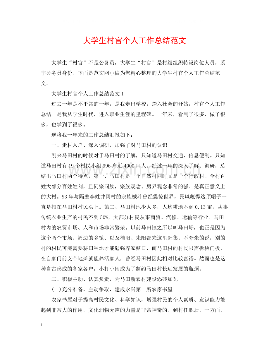 大学生村官个人工作总结范文.docx_第1页