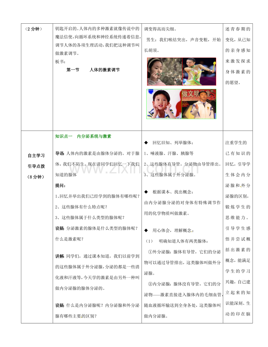 七年级生物下册 第3单元 第5章 第1节 人体的激素调节教案1 （新版）济南版.doc_第2页