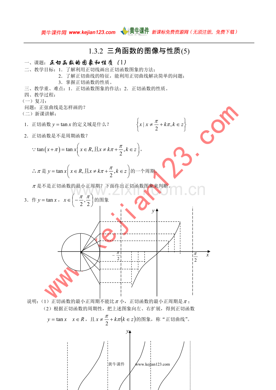 三角函数图像及性质(5)—正切函数图象及性质(1).doc_第1页