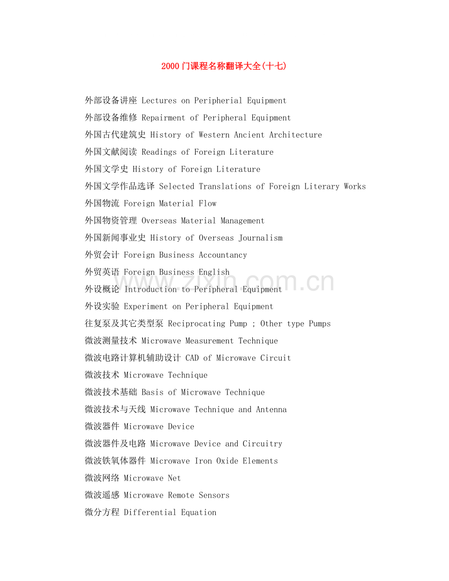 门课程名称翻译大全十七).docx_第1页