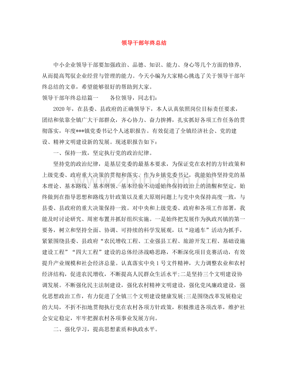领导干部年终总结.docx_第1页