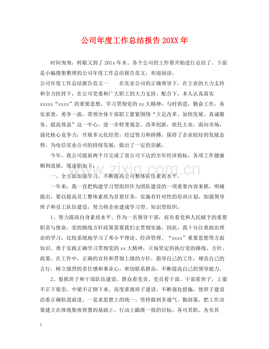 公司年度工作总结报告2.docx_第1页