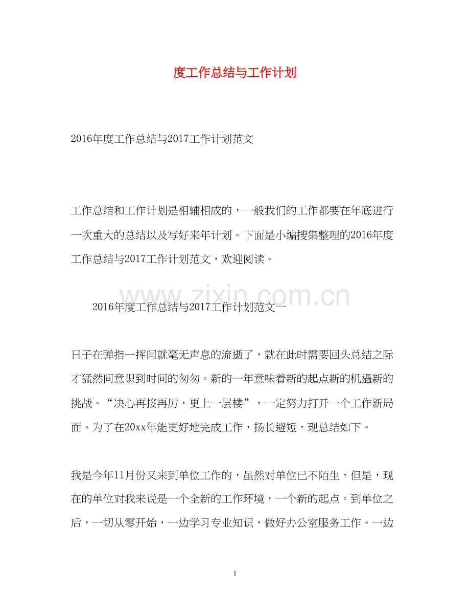 度工作总结与工作计划.docx_第1页