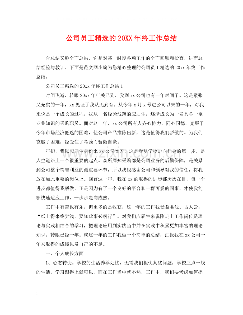 公司员工的终工作总结.docx_第1页