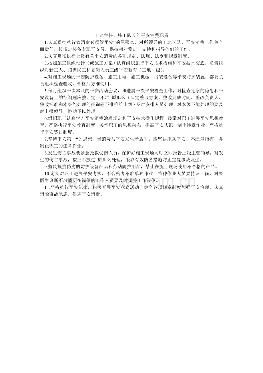 工地主任、施工队长的安全生产职责.doc_第1页